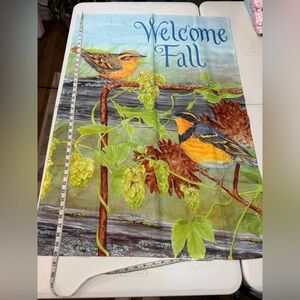 Welcome Fall Bird outdoor house flag 39 inches long x 27” wide